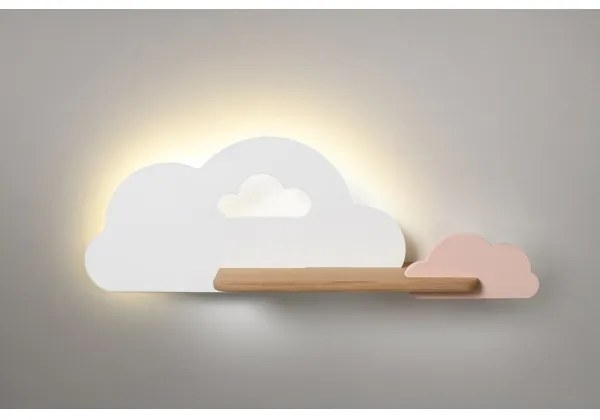 Applique LED per bambini con mensola CLOUD LED/5W/230V bianco/rosa