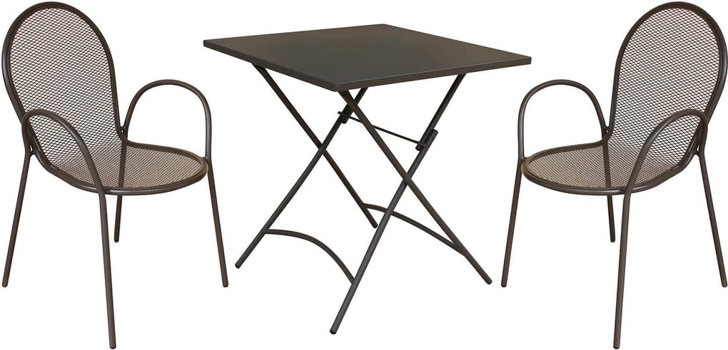 ROMANUS - set tavolo in metallo cm 70 x 70 x 72 h con 2 poltrone Maris