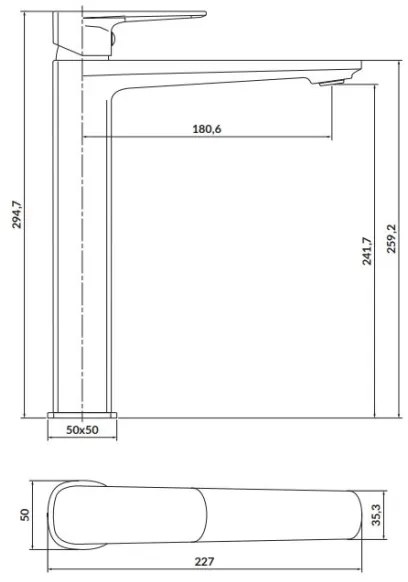 Cersanit S951-391 - Rubinetto del lavandino LARGA 29,5 cm nero