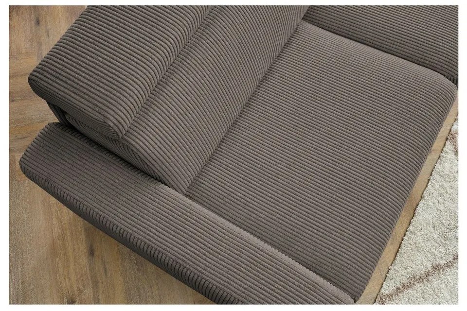 Divano angolare grigio/marrone allungabile (con composizione variabile) con rivestimento in velluto a coste Monaco – Bobochic Paris