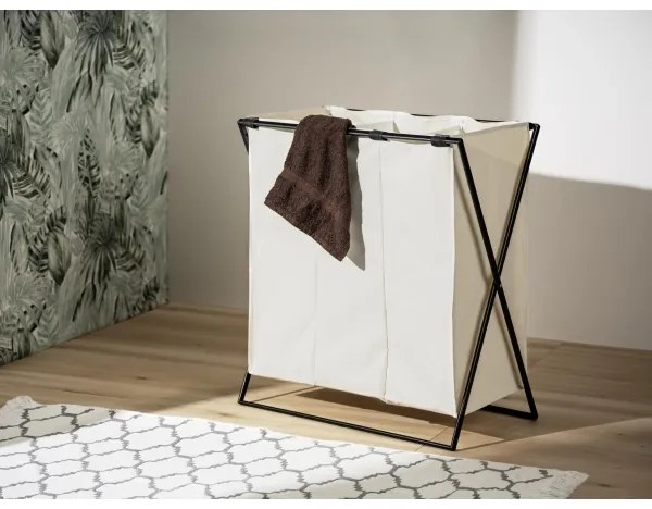 WENKO 71298800 - Cesto portabiancheria TRIO 69x76 cm crema/nero