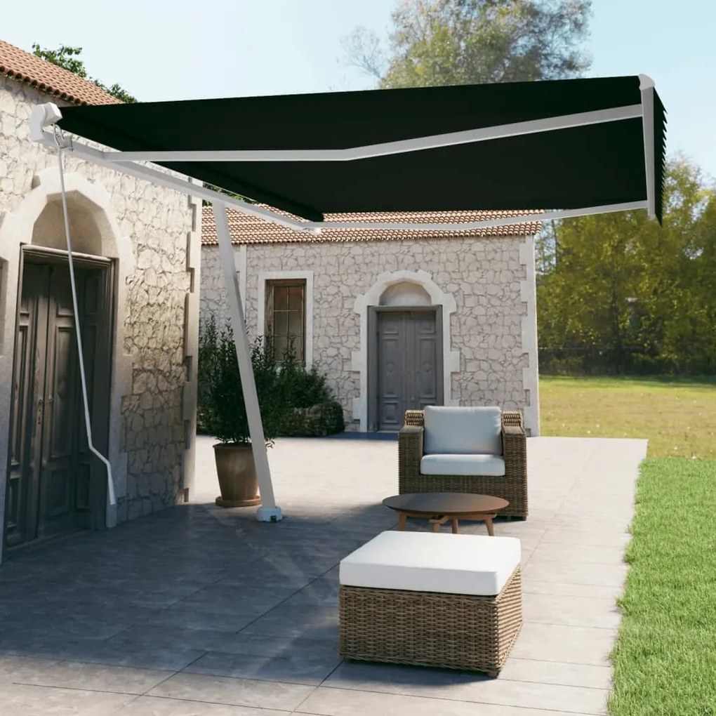 Tenda Sole Retrattile Manuale Con Palo 500x350 Cm Antracite /
