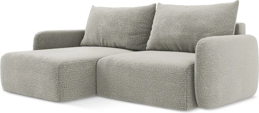 Divano angolare grigio chiaro allungabile/con contenitore (con penisola a sinistra) Kalena – Makamii
