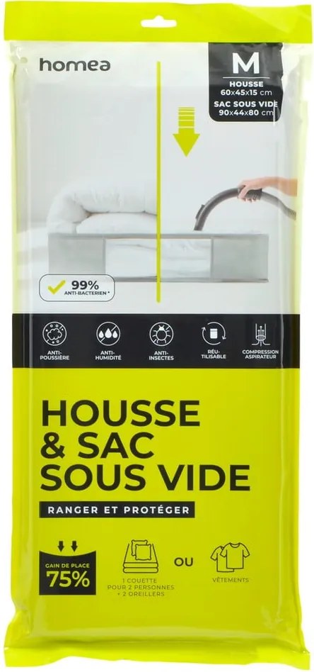 Organizer per sottoletto sottovuoto in plastica 60x45x15 cm – Homéa