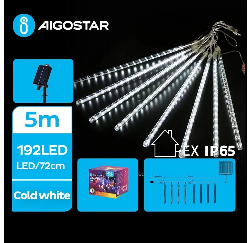 Aigostar - Catena di Natale solare a LED 192xLED/8m IP65 bianco freddo