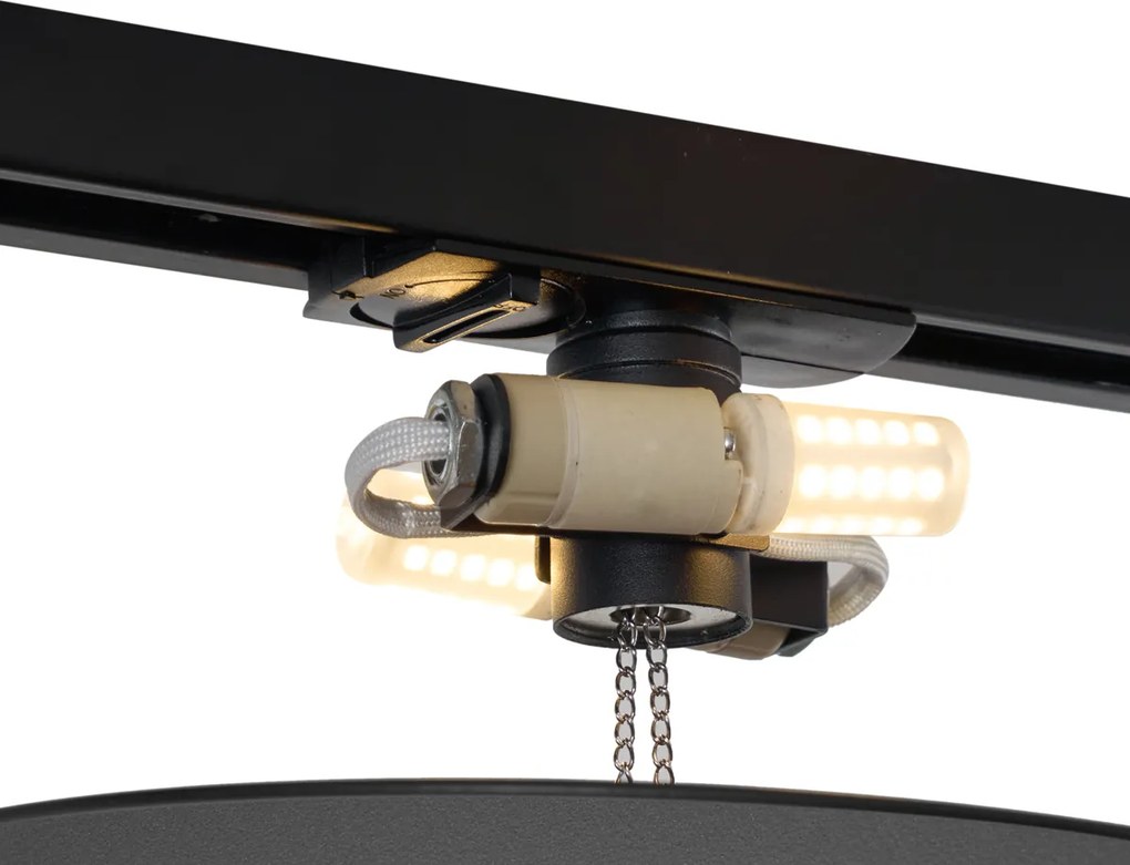 Plafoniera nera moderna per sistema a binario monofase a 2 luci - Iconic Pulley