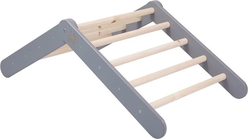 Pikler triangolo montessori grigio/di colore naturale in pino massiccio 265x61x60 cm Montessori – Meowbaby