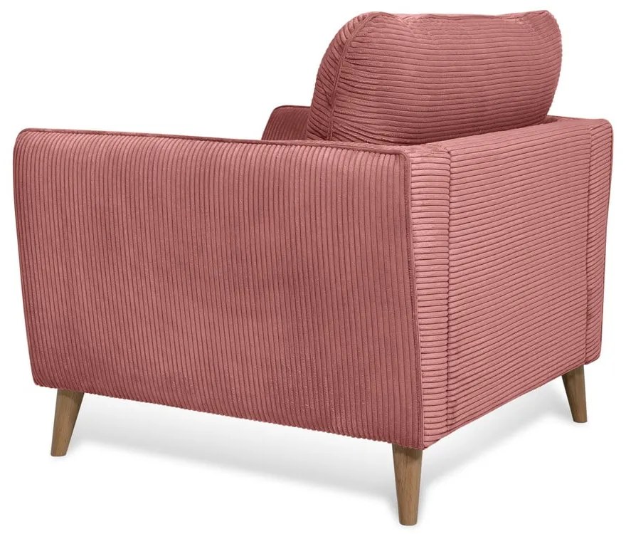 Poltrona in velluto a coste rosa Paris - Scandic