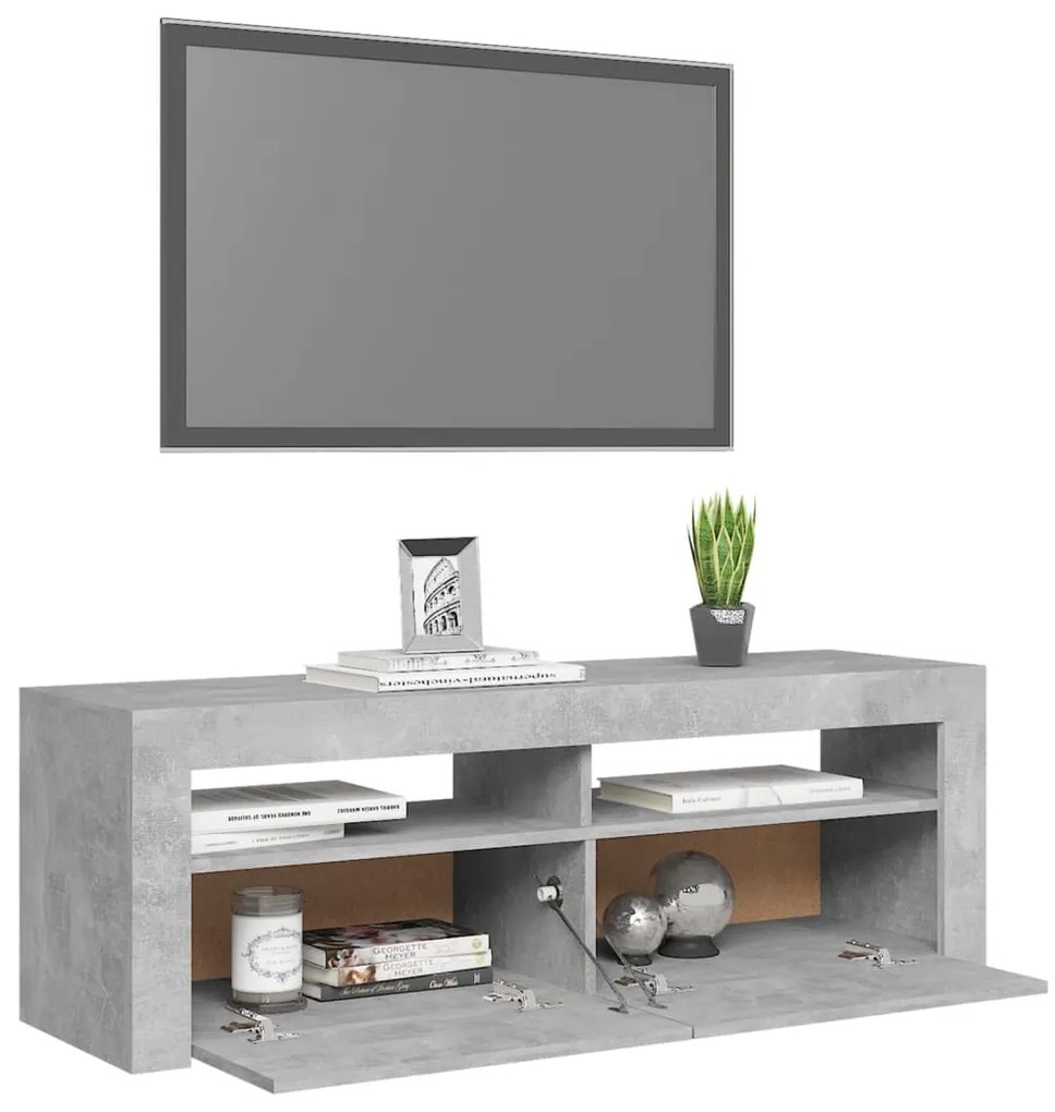 Mobile Porta TV con Luci LED Grigio Cemento 120x35x40 cm