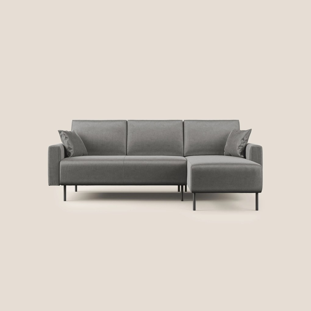 Arthur divano moderno angolare in velluto morbido impermeabile T01 grigio
