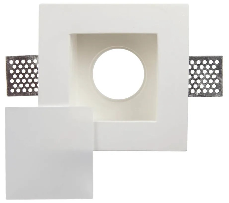 Portafaretto GU10 e MR16 in Gesso Pitturabile con Copertura Satinata Quadrato Ø120x120 mm