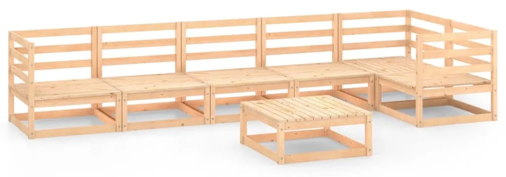 Set divani da giardino 7 pz in legno massello di pino