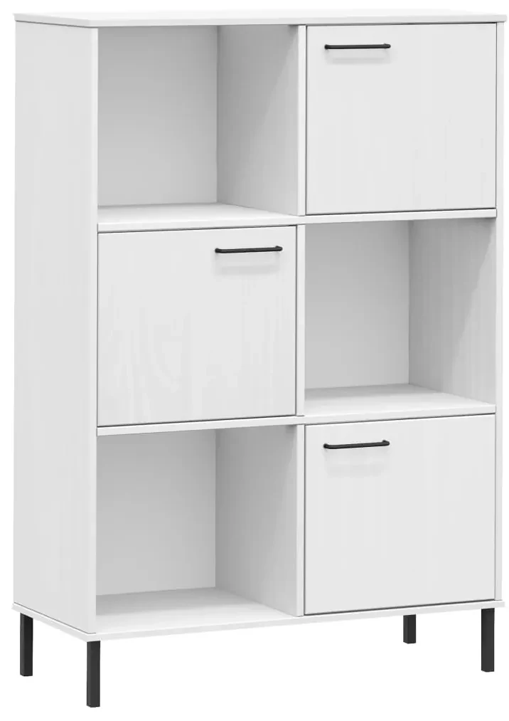 Libreria gambe metallo bianco 90x35x128,5cm legno massello oslo