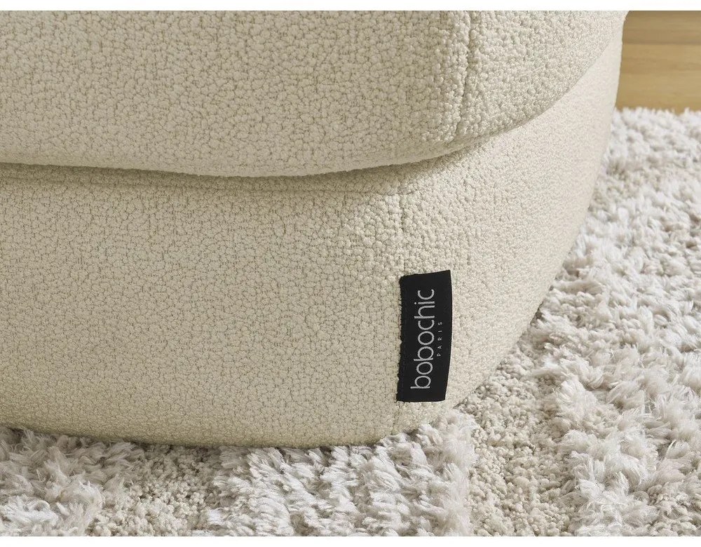 Divano angolare beige (con penisola a destra/con chaise lounge) con rivestimento in bouclé Leonore – Bobochic Paris
