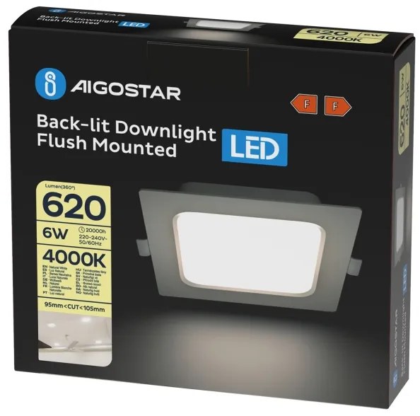 Aigostar - Plafoniera da incasso LED/6W/230V 4000K 12x12 cm bianca