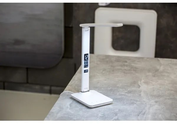 Immax 08934L - Lampada LED da tavolo con display KINGFISHER LED/9W/230V bianco