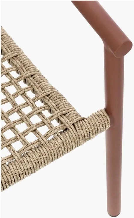 Sedia da esterno rossa/di colore naturale in metallo Canarias – Bizzotto