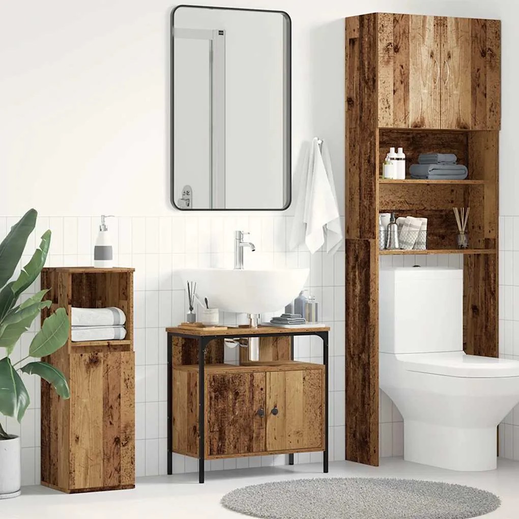 Mobile Lavabo Bagno Legno Antico 60x30x60 Cm Legno Multistrato /