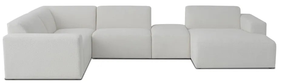 Divano angolare bianco in tessuto bouclé (a U) Roxy - Scandic