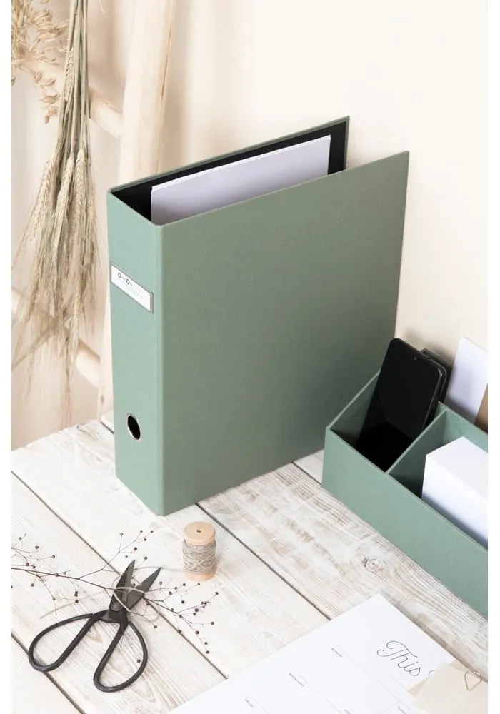 Organizer verde in cartone per documenti Archie Canvas Paper Laminate – Bigso