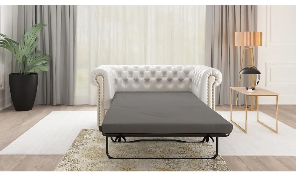Divano letto bianco in similpelle 148 cm York - Ropez