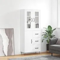 Credenza Bianco Lucido 69,5x34x180 cm in Legno Multistrato 3198499