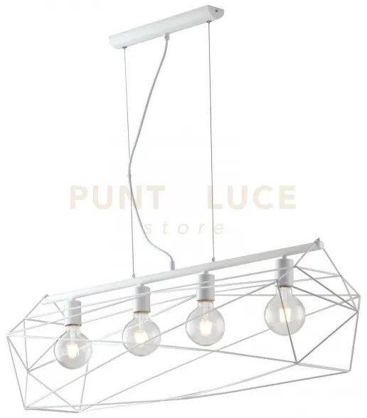 Lampadario a sospensione abraxas bianca 4 luci attacco e27 106x29,5...