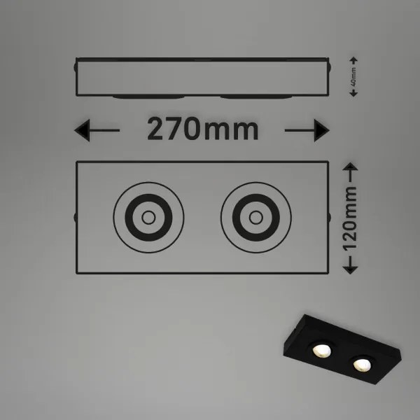Briloner 3996025 - Faretto LED CTS 2xLED/4W/230V 2700/4000K nero