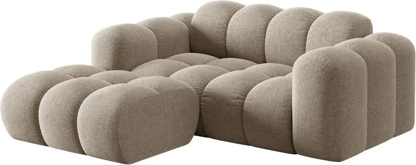 Divano angolare marrone chiaro (con penisola a sinistra/con chaise lounge) con rivestimento in ciniglia Treno – Cosmopolitan Design