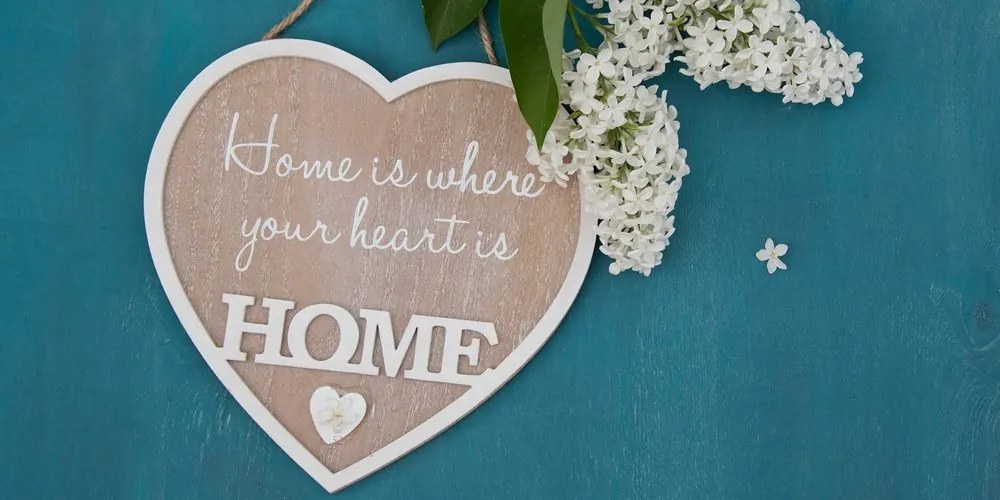 Quadro su tela – Cuore con citazione - Casa è dove è il tuo cuore