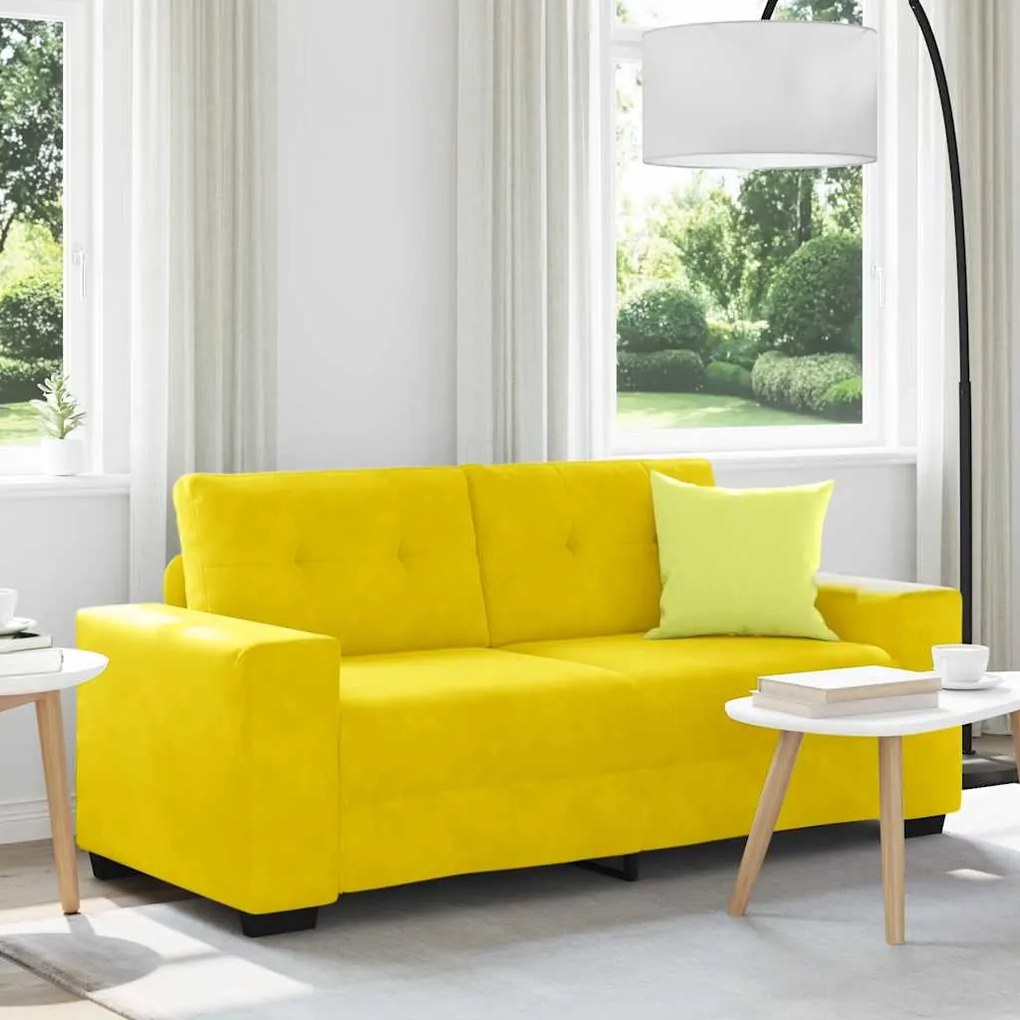 Divano Divanetto Giallo 140 Cm İn Velluto /