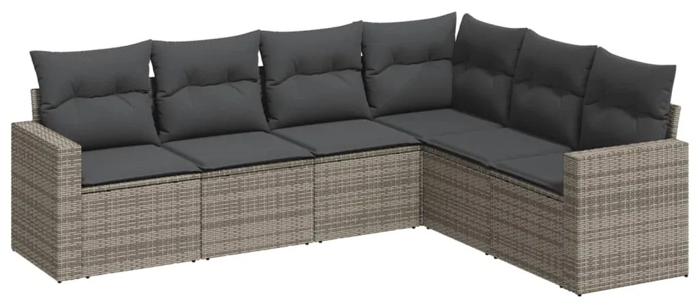Set divano da giardino 6 pz con cuscini grigio in polyrattan