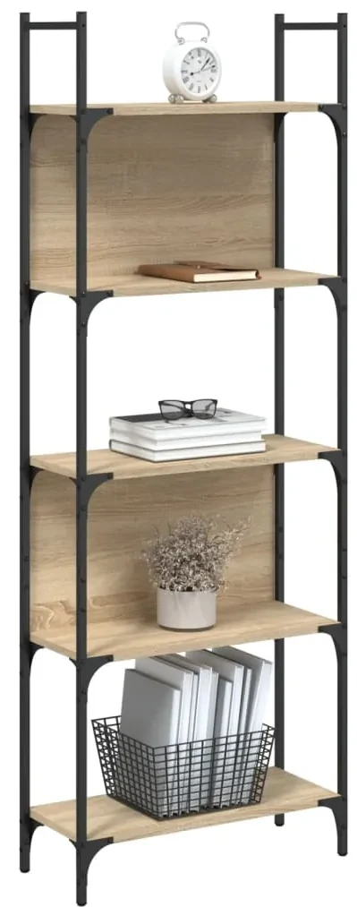 Libreria 5ripiani rovere sonoma 60,5x24x166,5 legno multistrato