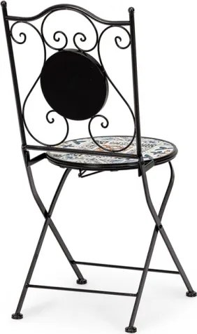 Set Bistrot Tavolo Mosaico 80x120 Cm Con 4 Sedie Pieghevoli Mykonos Bizzotto