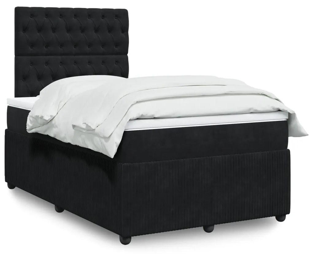 Giroletto A Molle Con Materasso Nero 120x200 Cm İn Velluto /