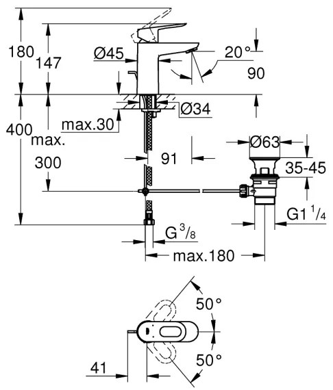 GROHE 23803000 - Miscelatore per lavabo EUROSMART cromo lucido