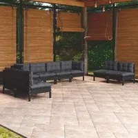 Set Divani da Giardino 9 pz con Cuscini Legno Massello di Pino 3096242