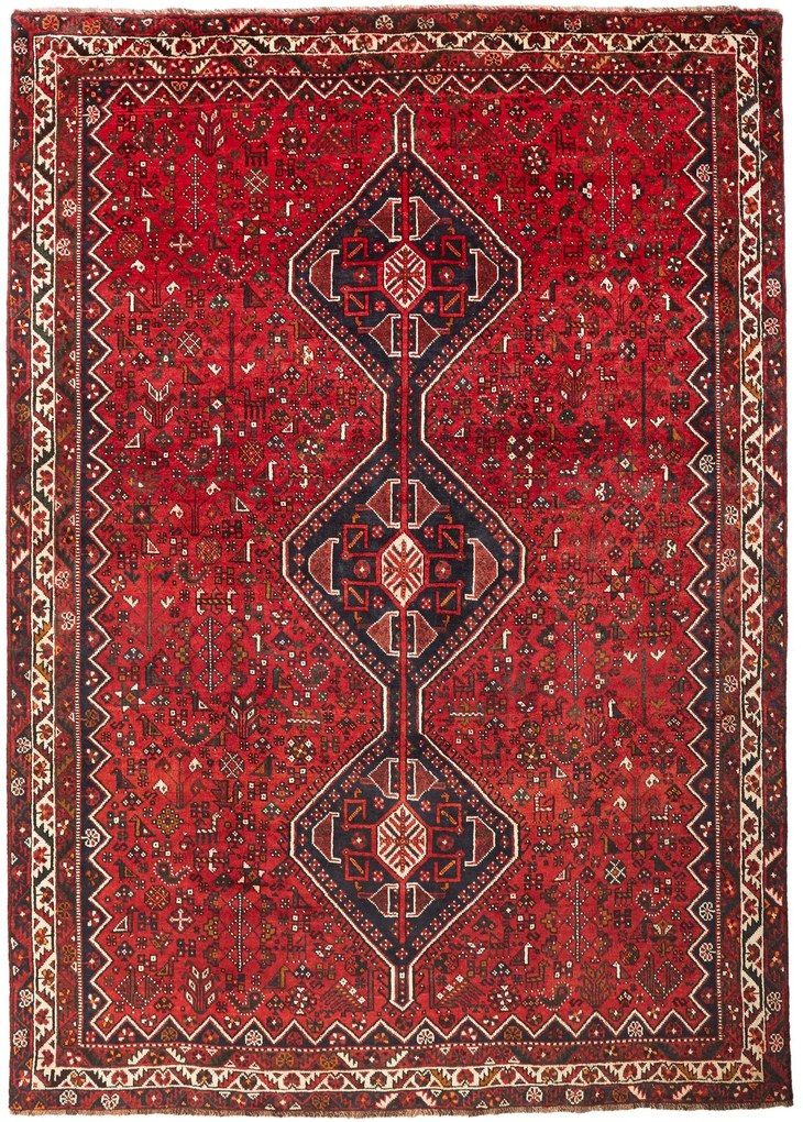 Shiraz Tappeto 320x230 Rosso (Iran) Annodato A Mano
