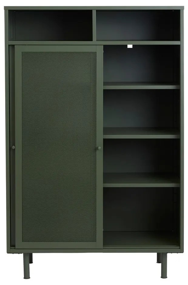 Armadietto in verde scuro in metallo con ante scorrevoli 90x140x40 cm Veep – Unique Furniture