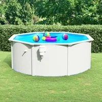 Piscina con Pareti in Acciaio 360x120 cm Bianca 93261