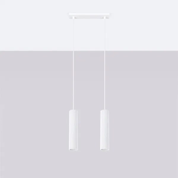 Sollux SL.1536 - Lampadario a sospensione con filo KARBON 2xGU10/10W/230V bianco