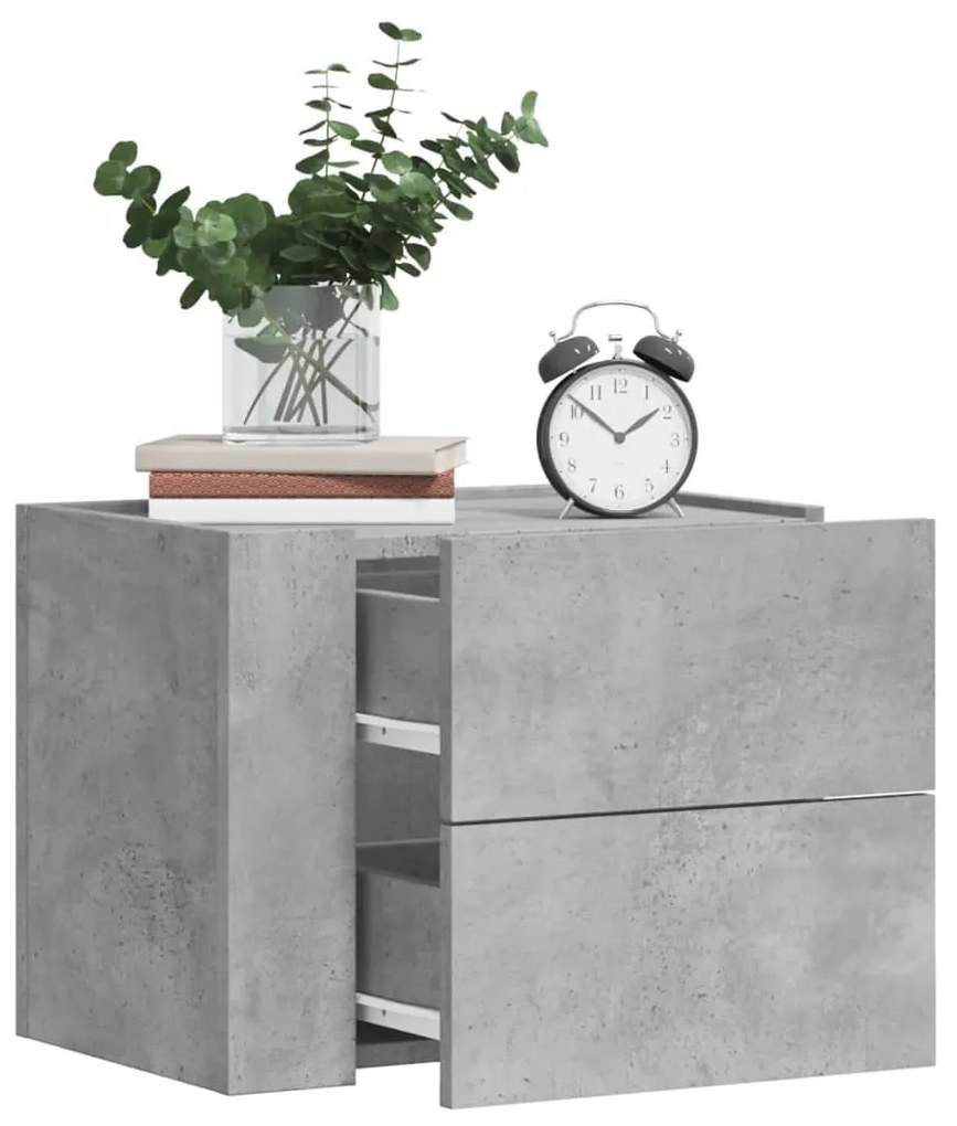 Comodini A Muro 2 Pz Grigio Cemento 45x30x35 Cm /