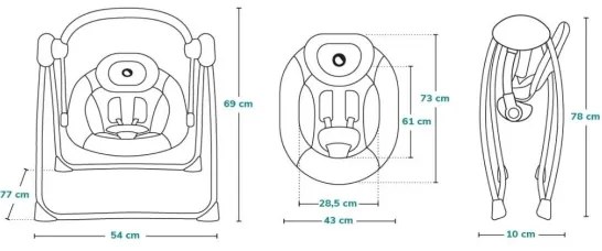 Lionelo - Dondolo per bambini OTTO 4xLR14 Cozy Grey