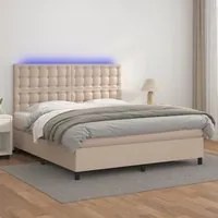 Giroletto Molle Materasso e LED Cappuccino 160x200cm Similpelle 3135956