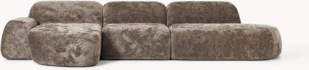 Divano angolare componibile 4 posti in teddy bouclé con chaise longue Wolke