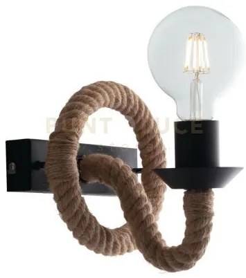 Applique a parete rope canapa 1 luce attacco e27 16,7x8,7x12,9cm