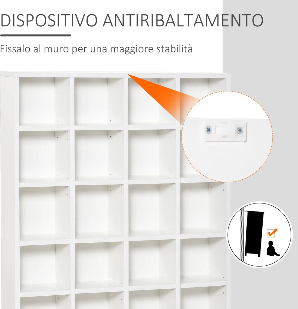 Libreria in Legno 24 Scomparti Bianco 130.5x89x20 cm...
