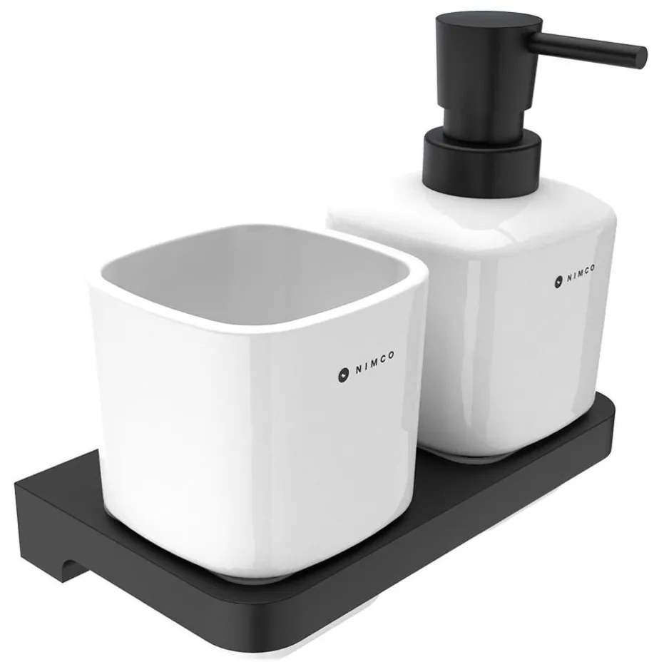 NIMCO MAC 2905831K-T-90-Distributore di sapone a parete e portaspazzolino MAYA 320 mm