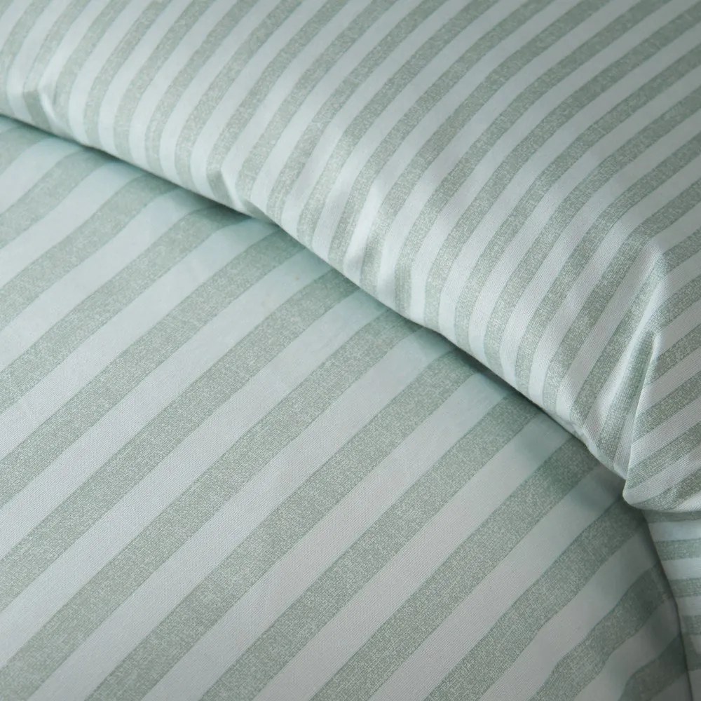 Set copripiumino e federa verde per letto matrimoniale 3 pezzi 200x200 cm Epping Textured Stripe – Catherine Lansfield