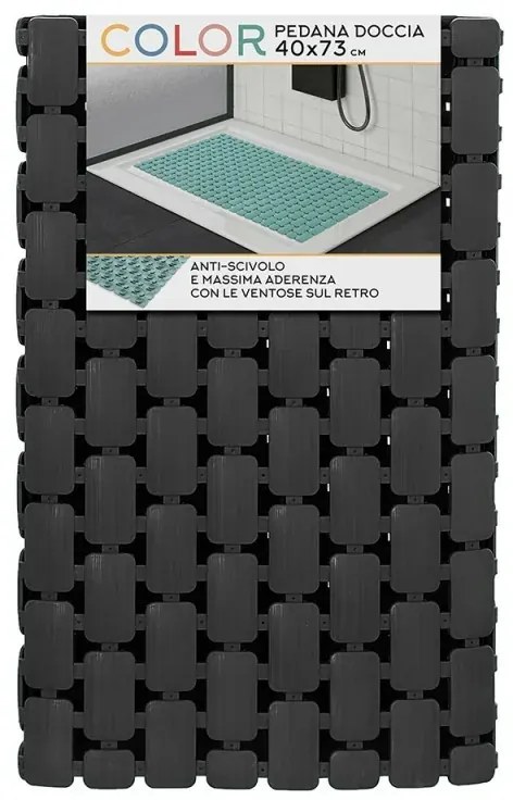 Tappetino antiscivolo doccia nero 40x73 cm in plastica Spring